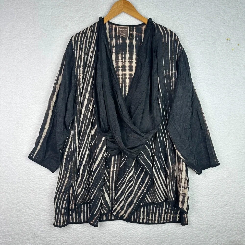 HarvBella by Exotic Tie‎ Dye Convertible Drape Cardigan Boho Wrap Jacket - Picture 2 of 15